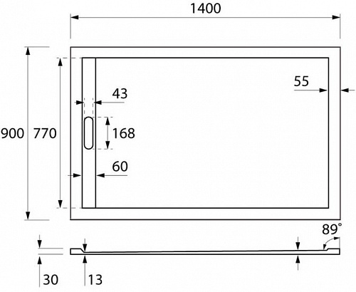 Душевой поддон Cezares TRAY-AS-AH-140/90-30-W