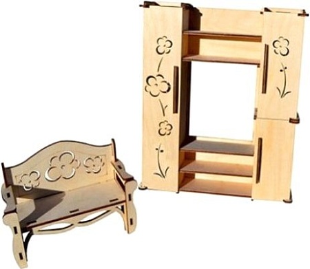 3Д-пазл Polly Набор мебели в большой кукольный домик - гостиная