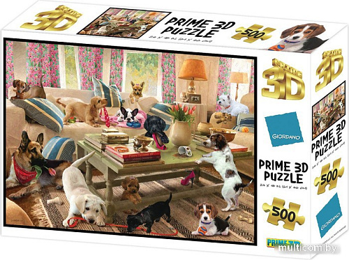 Пазл Prime 3D Super 3D Собаки в гостиной 10458 (500 эл)