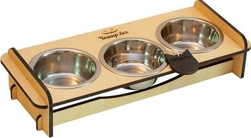 Миски на подставке Чешир Обжора 3 миски 200 мл (бежевый)