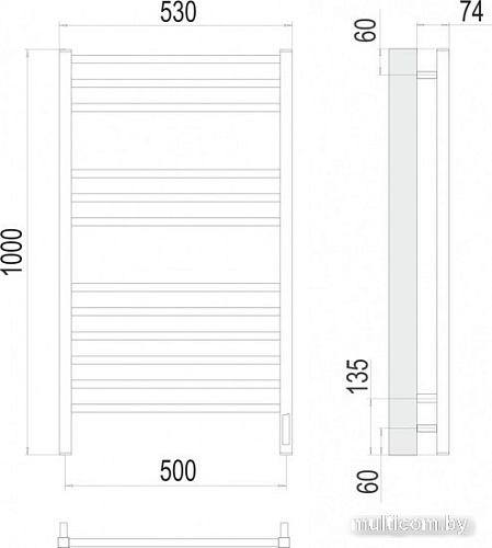 Полотенцесушитель TERMINUS Ватикан П12 500x1000 (сенсор быстрого касания, белый)