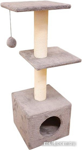 Комплекс Cat House с двумя полками 1.0 (хлопок бежевый)