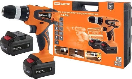 Дрель-шуруповерт TDM Electric ДША-14-ЛК1 SQ1030-0201 (с 2-мя АКБ, кейс)