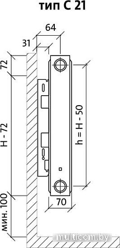 Стальной панельный радиатор Royal Thermo Compact C21-500-400 (Bianco Traffico)