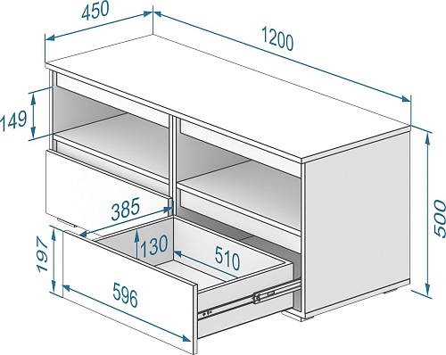 Тумба Кортекс-мебель Бари ТВ 120 2ш-2 (белый/белый/дуб сонома)
