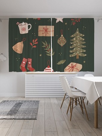 Комплект штор JoyArty Рождественская атрибутика Oxford 1.45x1.8 м pox_380815 (2 шт)