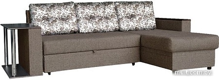 Угловой диван Асмана Фаворит с баром (молли кофе/кватро 4/венге)