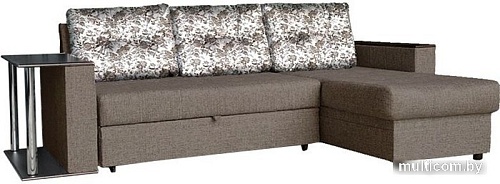 Угловой диван Асмана Фаворит с баром (молли кофе/кватро 4/венге)