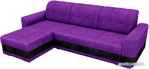 Угловой диван Mebelico Честер 61108 (левый, велюр, фиолетовый/черный)