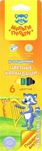 Набор цветных карандашей Мульти-пульти Енот в саванне CP_11496 (6 цветов)