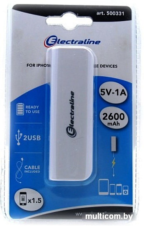 Портативное зарядное устройство Electraline 500331 2600mAh (белый)
