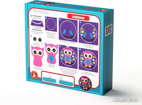 Набор для создания поделок/игрушек Десятое королевство Панно из фетра на пяльцах Совенок 04399