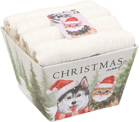 Набор полотенец Доляна 9836660 (4шт, белый)