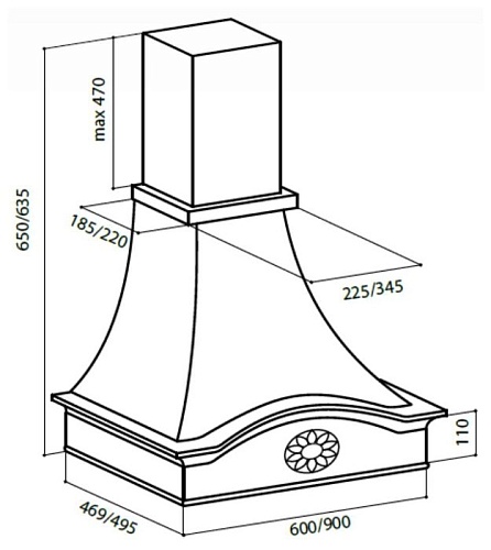 Каминная вытяжка LEX MILANO 600 Ivory