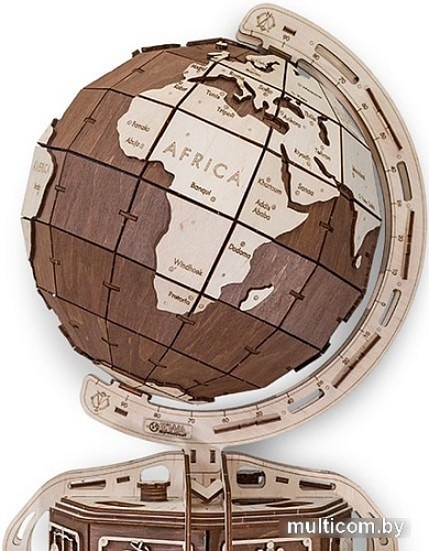 Сборная модель Eco-Wood-Art Глобус (коричневый)