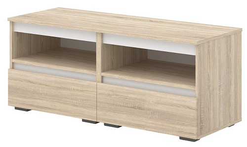 Тумба Кортекс-мебель Бари ТВ 120 2ш-2 (дуб сонома/дуб сонома/белый)