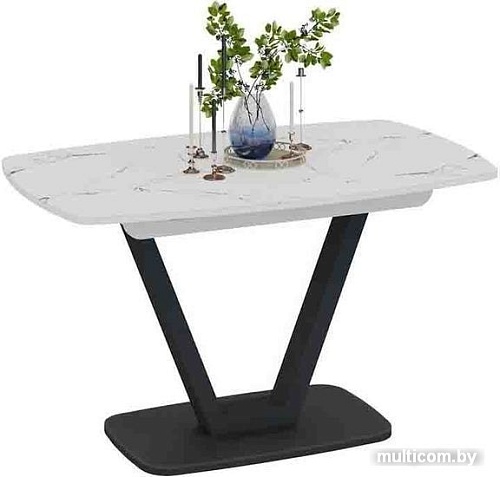 Кухонный стол Трия Сингапур Тип 1 (черный муар/стекло белый мрамор)