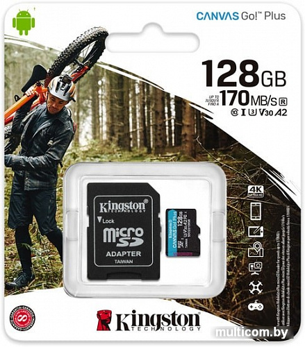 Карта памяти Kingston Canvas Go! Plus microSDXC 128GB (с адаптером)