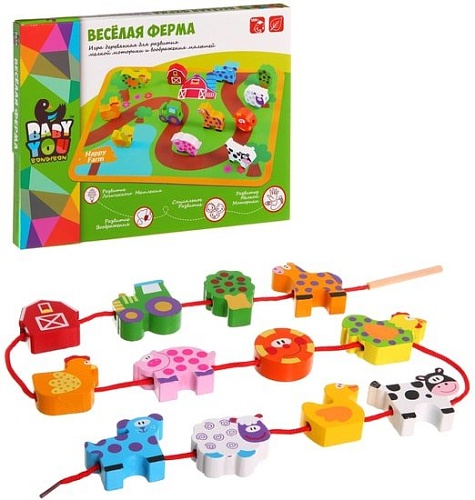 Развивающая игрушка Bondibon Веселая Ферма Бусины для нанизывания ВВ1109-1