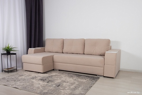 Угловой диван DiArt Бруклин 7-левый (велюр, Selfie cream/крафт)