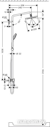 Душевая система Hansgrohe Croma 220 Showerpipe 1038 мм (27185000)