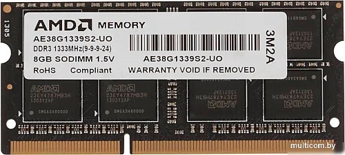 Оперативная память AMD Radeon 8ГБ DDR3 SODIMM 1333 МГц R338G1339S2S-UO
