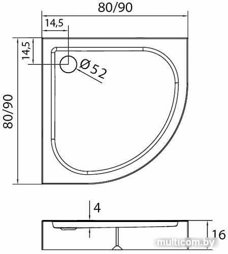 Душевой поддон NEW TRENDY Domio 90x90 B-0350