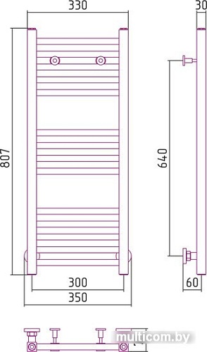 Полотенцесушитель Сунержа Модус 800x300 00-0250-8030