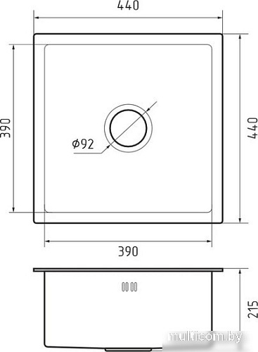 Кухонная мойка GranFest Metal нержавеющая сталь AISI 304 GF-4444 графит (с сифоном)