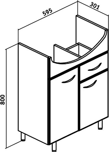 Runo Тумба с умывальником Runo Уют 60 с ящиком + Уют 60 (напольная)