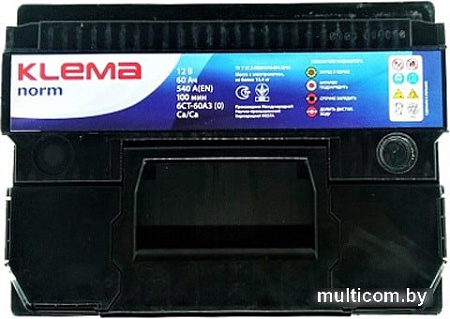 Автомобильный аккумулятор Klema Norm 6CТ-60А3(0) (60 А·ч)