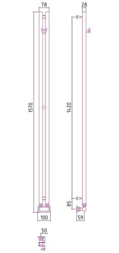 Полотенцесушитель Сунержа Нюанс EU50+ 1545х50 051-0212-1545