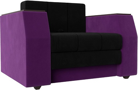 Кресло-кровать Лига диванов Атлантида 113854 (микровельвет, черный/фиолетовый)