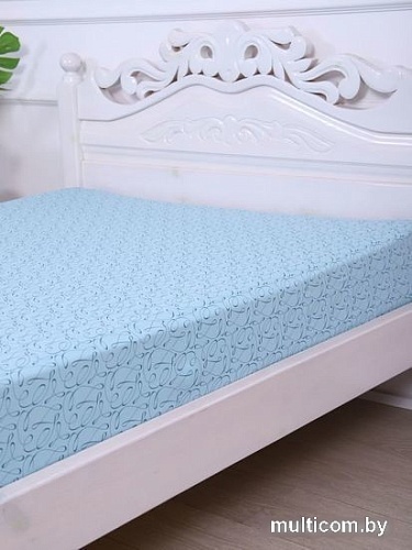 Постельное белье Luxsonia Трикотаж на резинке 80x200 1393 (вензель голубой)