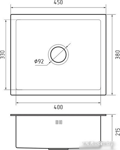 Кухонная мойка GranFest Metal нержавеющая сталь AISI 304 GF-4538 графит (с сифоном)