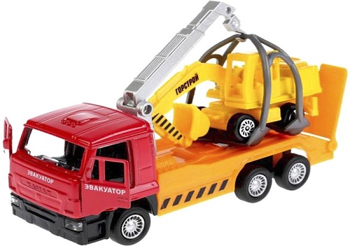 Набор Технопарк Камаз эвакуатор + погрузчик-экскаватор SB-17-24-M-WB