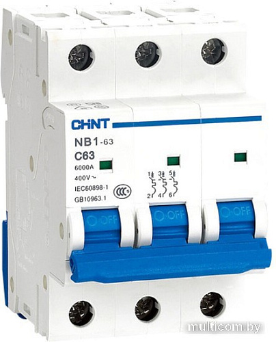 Выключатель автоматический Chint NB1-63 3P 4A 6kА C (DB) 179706