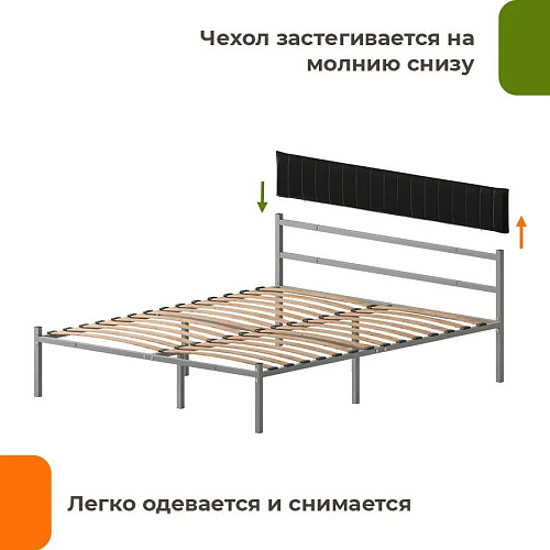 Домаклево Лофт Компакт 160x190 (серый/черный велюровый чехол)
