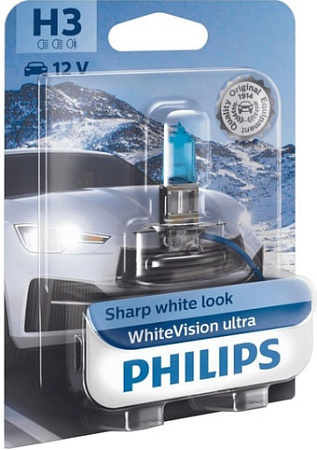 Галогенная лампа Philips H3 WhiteVision Ultra 1шт
