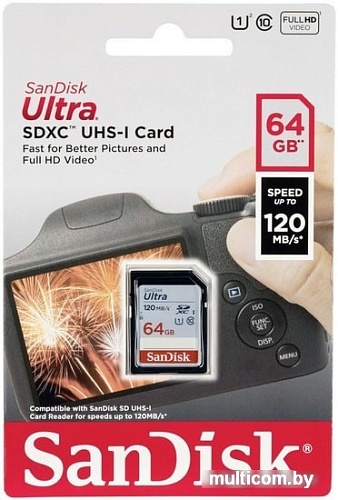 Карта памяти SanDisk Ultra SDXC SDSDUN4-064G-GN6IN 64GB