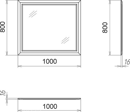 Мебель для ванных комнат Гамма Зеркало 24 100x80 (белый)