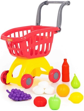 Тележка игрушечная Полесье Мини с набором продуктов №14 71385