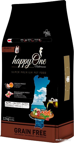 Сухой корм для собак HappyOne Mediterraneum беззерновой со свежим яйцом и свежим мясом ягненка 12 кг