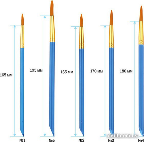 Набор кистей ArtSpace синтетика круглые № 1, 2, 3, 4, 5 SB1-5_2386 (5 шт)