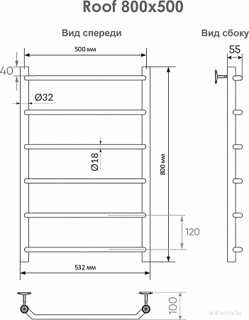 Полотенцесушитель Indigo Roof 80x50 LRW80-50 (с нижним подключением)
