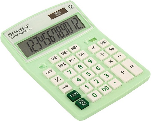 Бухгалтерский калькулятор BRAUBERG Extra Pastel-12-LG 250488 (мятный)