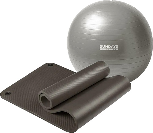 Набор для йоги Sundays Fitness Фитбол 75см IR97403 + Коврик IR97506 (серый, черный)