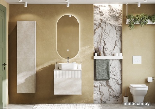 Акватон Шкаф-полупенал Марбл Слэйт 1A276403MH8A0