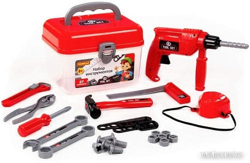 Набор инструментов игрушечных Полесье №28 в чемоданчике 92427 (27 элементов)