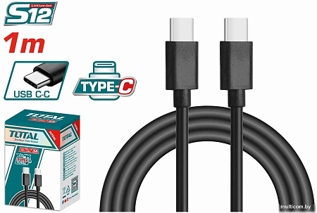 Кабель Total TIUCC02 USB-C - Type-C (1 м, черный)